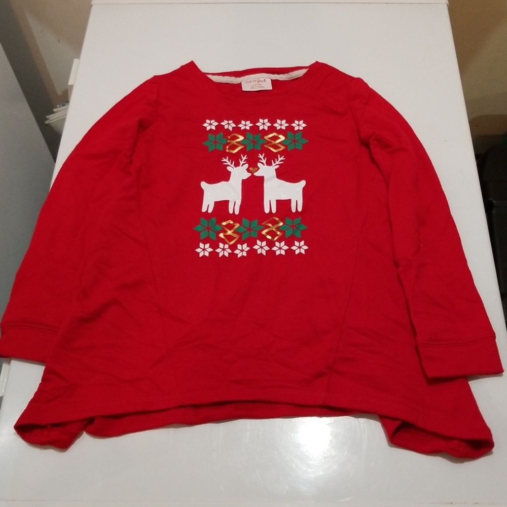 Girls S 6/6X Sharkbite long sleeve Reindeer Tee